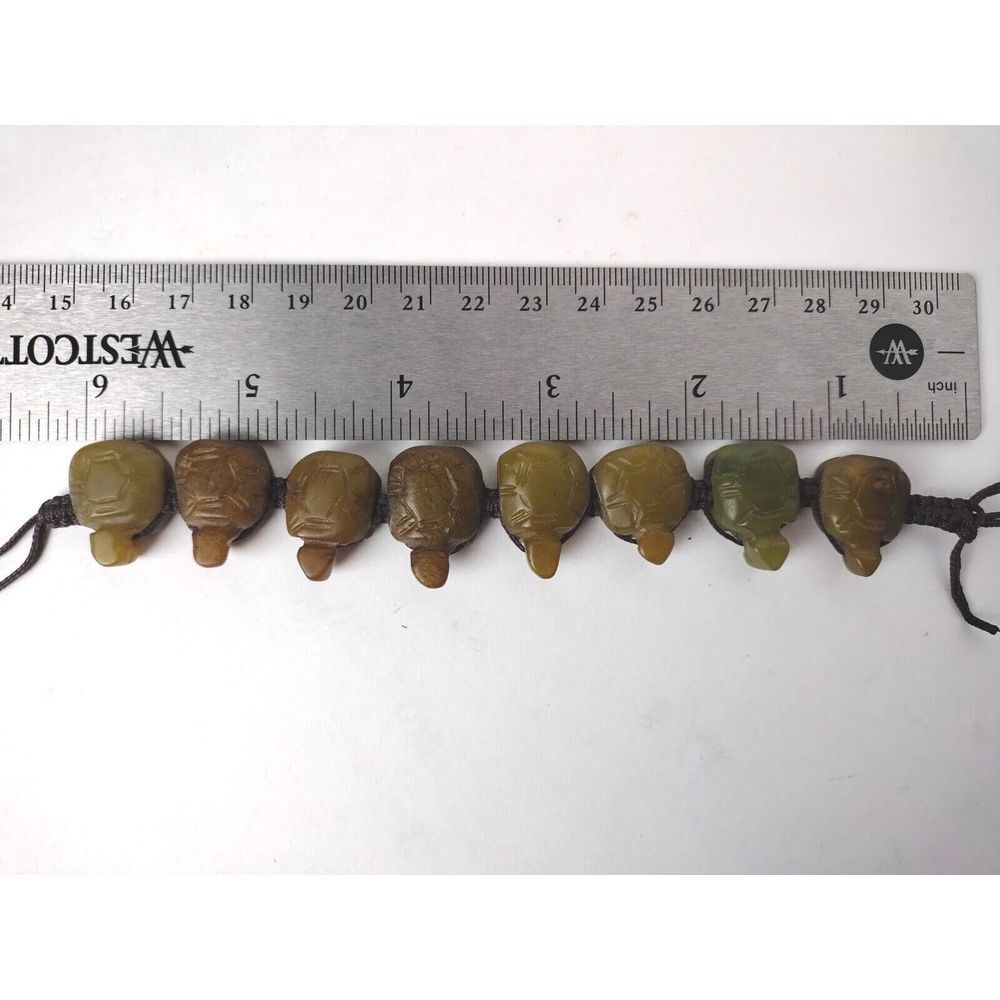 VINTAGE CHINESE TIBETAN CARVED 8 BEADS TURTLE BRACELET WRIST or ANKLE
